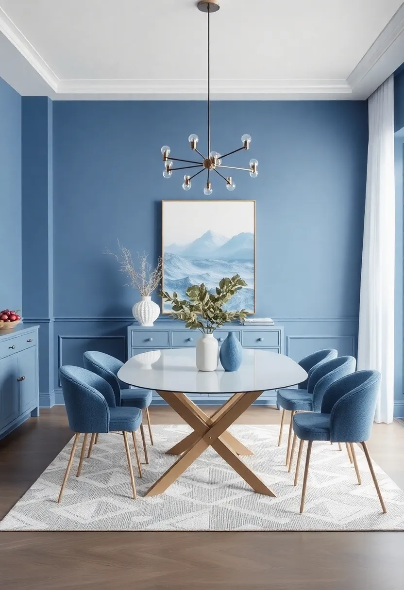 The Importance of Spatial layout in Blue and Gray Dining Design