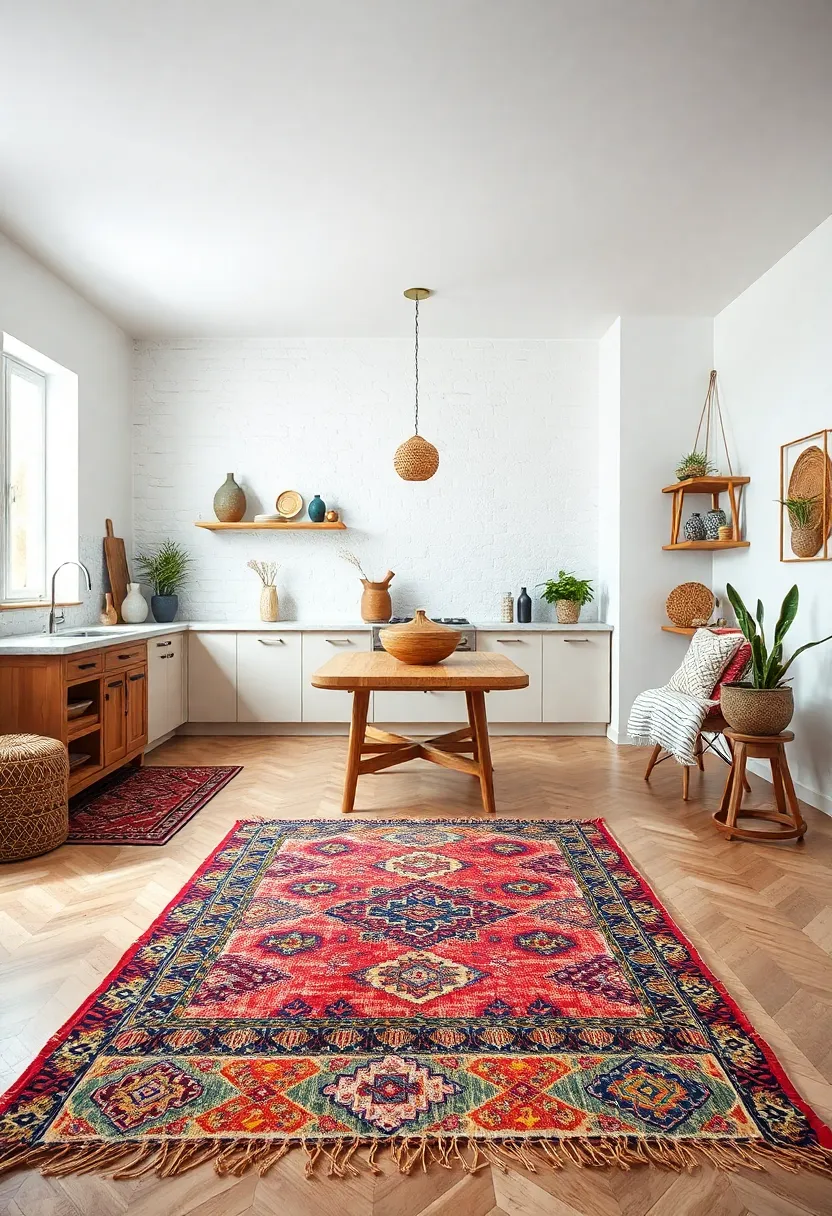 Display ​Colorful Moroccan Rugs on the Floor