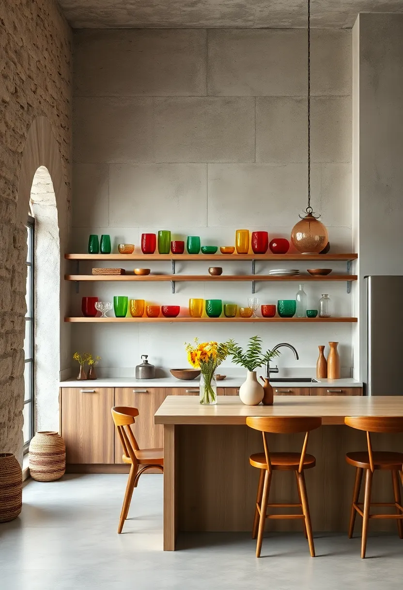 Include Colorful ⁤Glassware⁤ on display Shelves