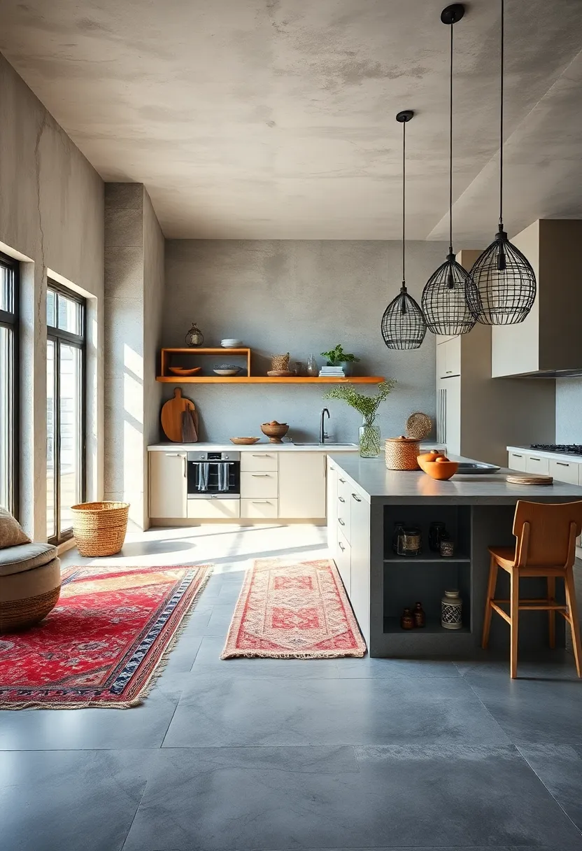 Layer Textured Throw ⁣Rugs ‌Around the Kitchen Island