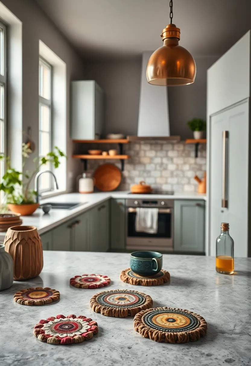 Scatter Handmade‌ Coasters and Trivets Across Surfaces