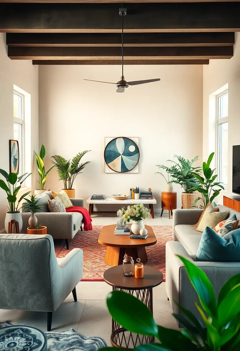 Highlighting Sculptural‌ Plant stands ‌and Vintage​ Bohemian Finds to ​Create Focal Points in ‍a Peaceful Living Room