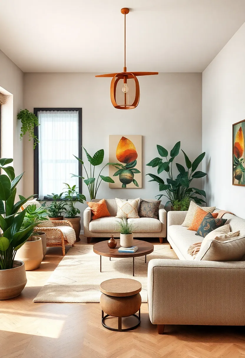 Incorporating Earthy Tones and Organic​ Materials that​ Complement Lush Plant Life in a Serene ‍Living Room