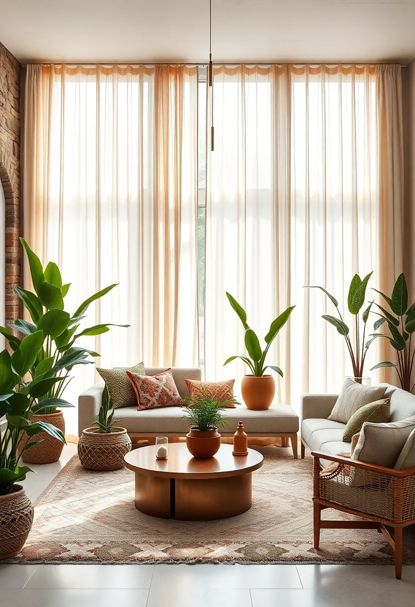 Choosing⁣ Soft, Neutral Curtains‌ to Frame Verdant Plants and‍ Filter ⁢Natural⁤ Light Beautifully in a​ Boho Retreat