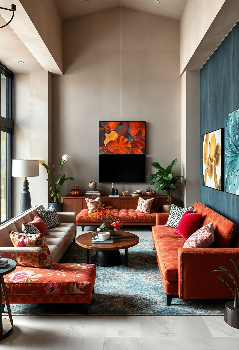 Combining‍ rich velvet ⁢florals ⁢with⁣ crisp geometric cushions ​results in a lush, ​tactile ⁤living ​space full of life