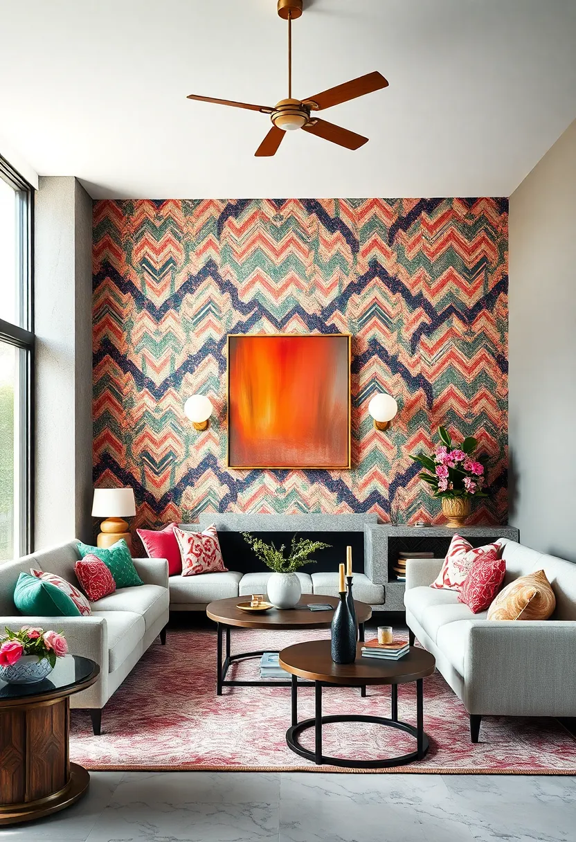 Vivid chevrons intertwined⁤ with ⁢soft, delicate florals challenge conventional decor rules ⁣with creative flair