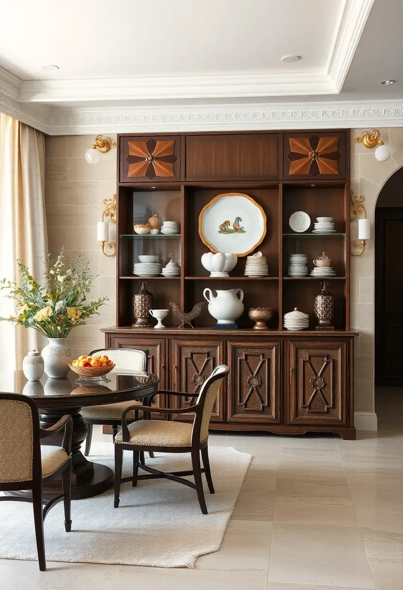 Antique ⁢Side Buffets ​Showcasing‍ Fine China and Ornamental Decorative Objects