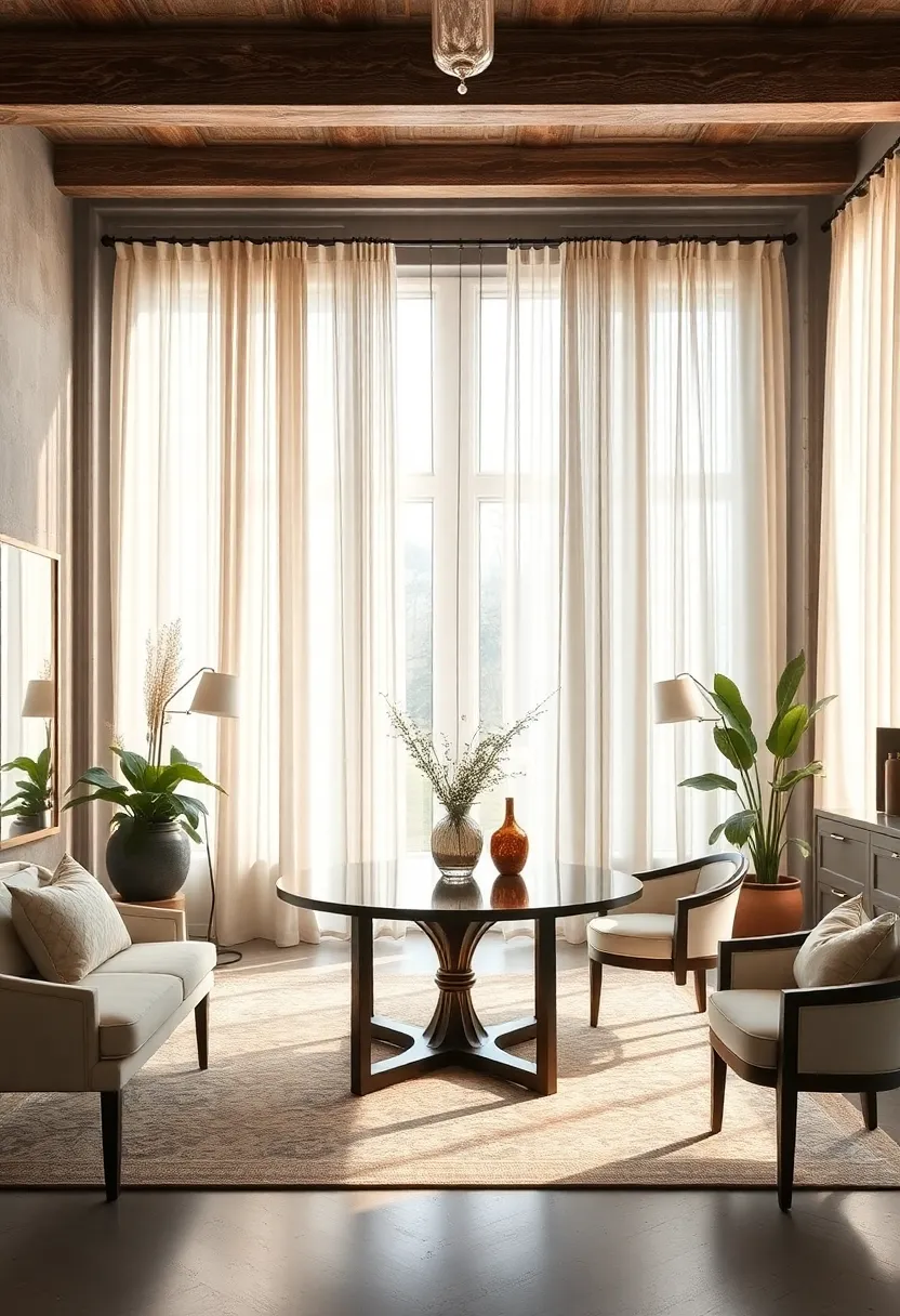 Soft ⁤Sheer Curtains Diffusing Natural⁤ Light Over Classic Dining room Settings