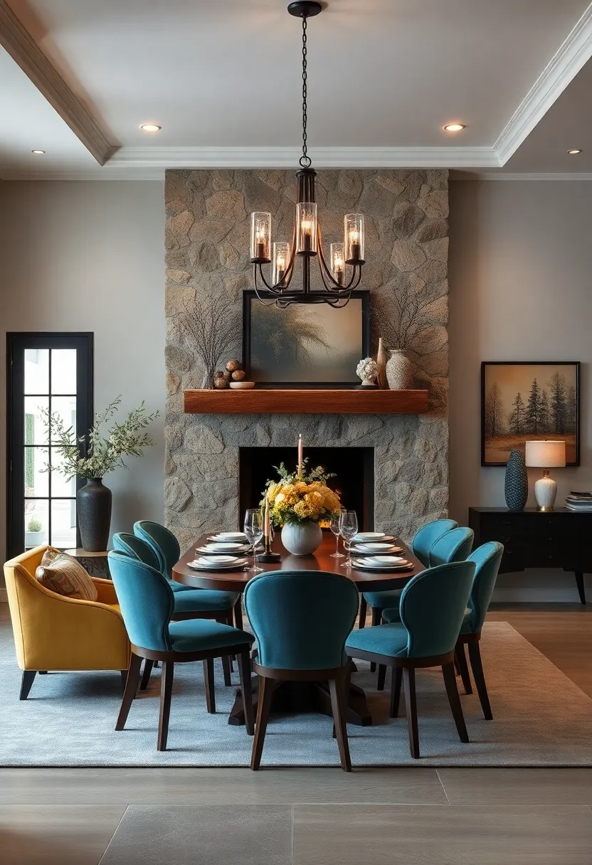 A Traditional Fireplace Creating Intimate Ambiance Surrounded⁤ by⁢ Elegant Dining Decor