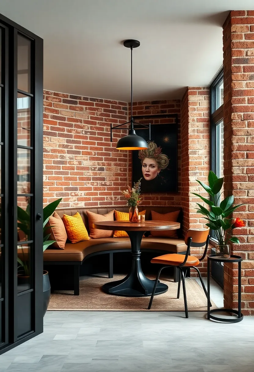 Industrial⁢ Edge: Combine ​metal accents with ⁢reclaimed‌ wood and exposed brick ‍for a bold, urban dining⁢ corner