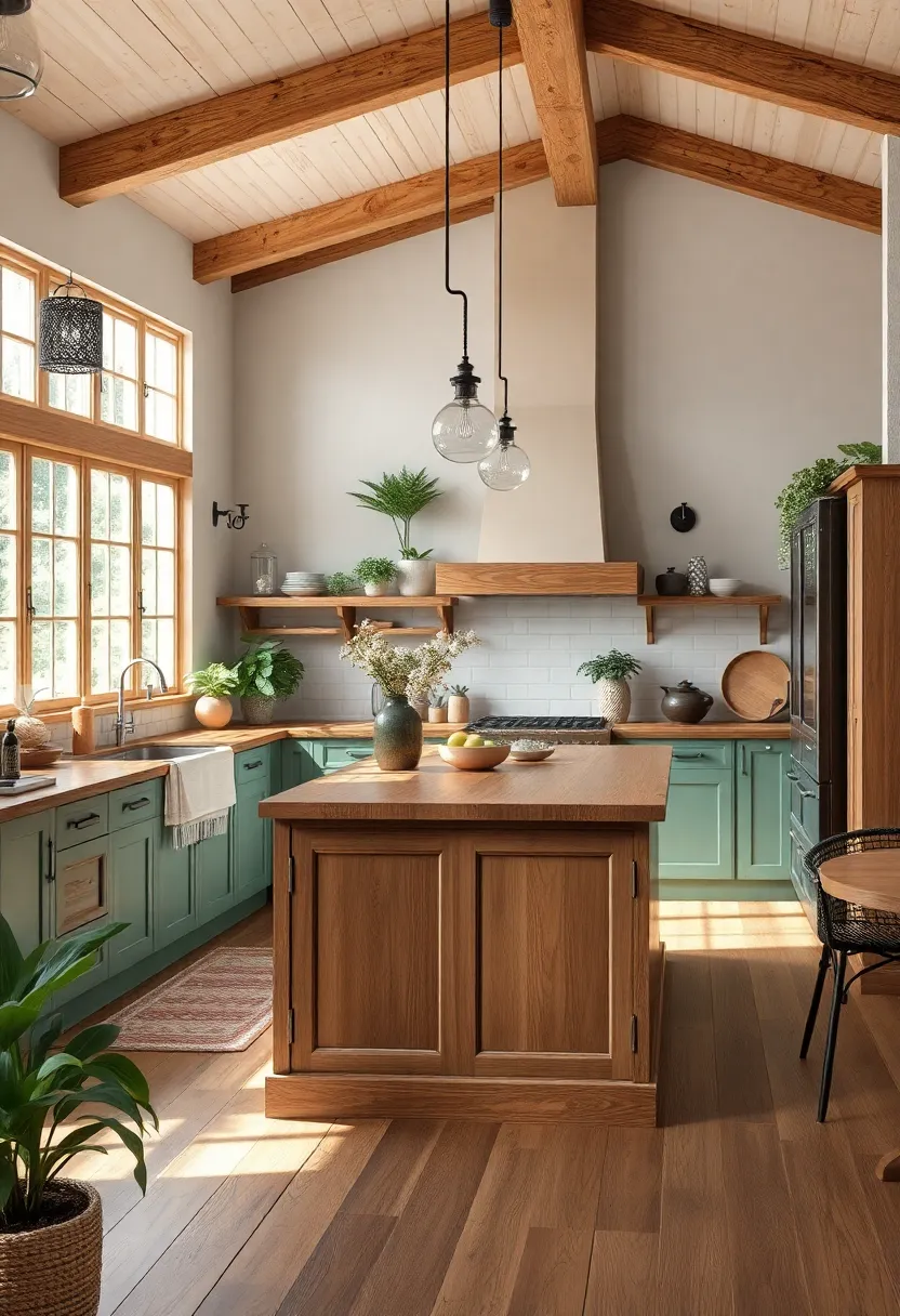 A Classic wooden Island ⁣As‌ A Central Gathering‍ Space With Subtle Country ⁢Elegance