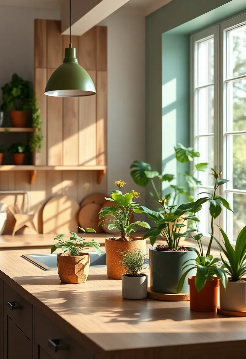 Potted Plants On The Kitchen Counter bringing ⁣Freshness And Life ⁣To The Cozy Space