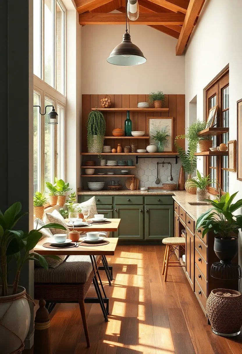 A Quaint breakfast Nook With Cushioned Seating And Vintage Tableware For Warm Family ​Gatherings