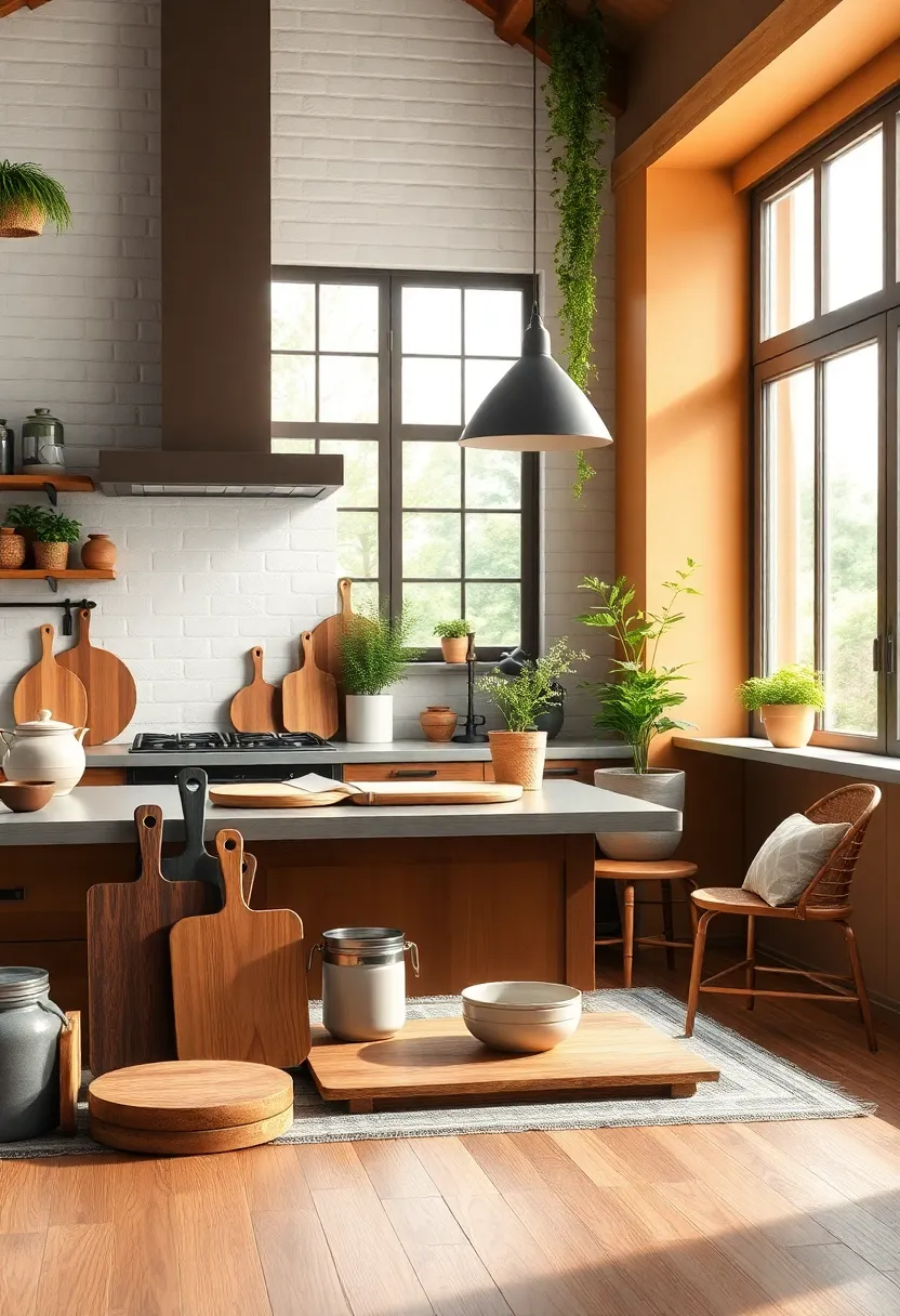 Rustic Wooden Cutting Boards and ‍Handmade⁤ Pot Holders Positioned⁤ To Add Craftsmanship‍ Details