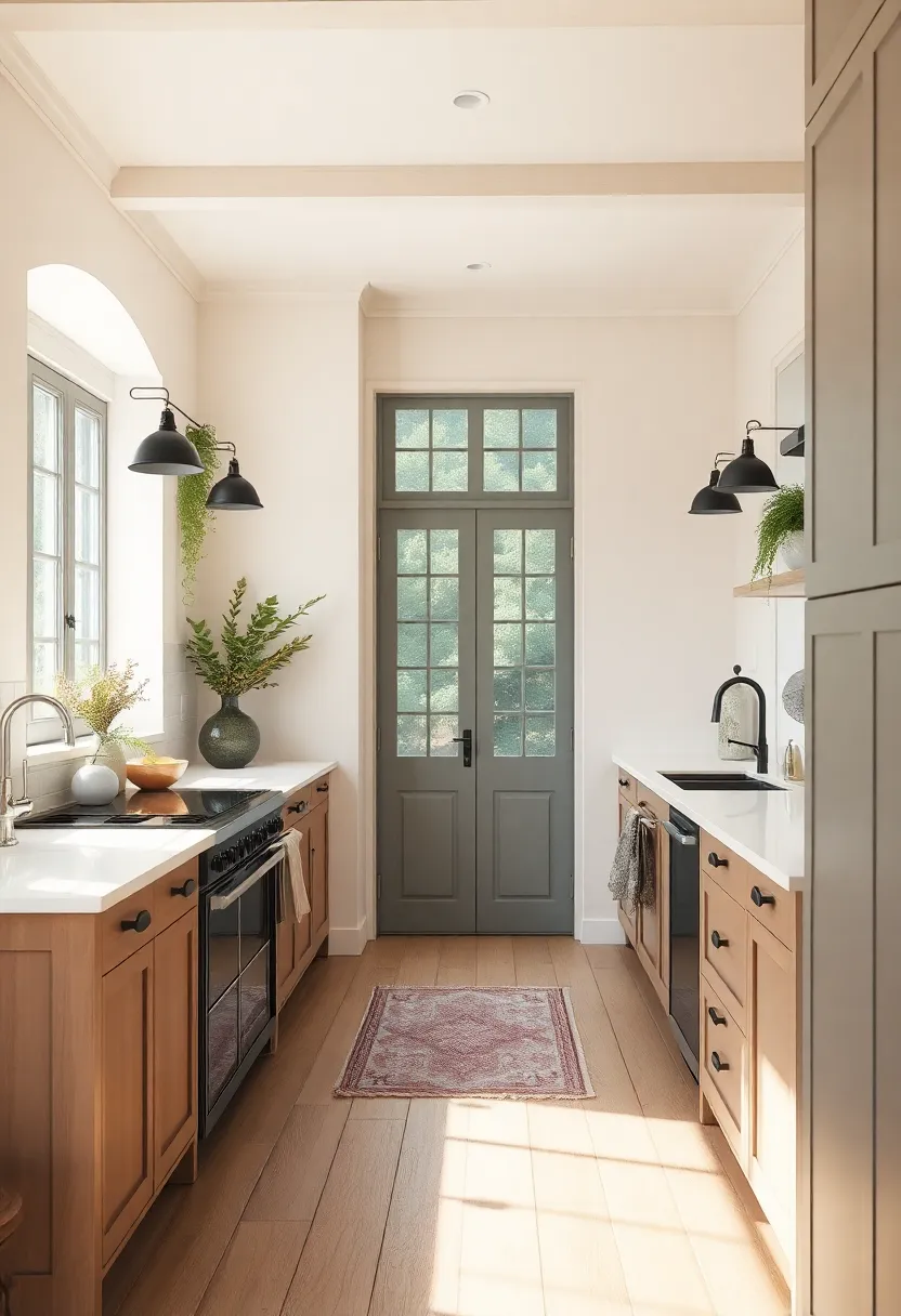 Soft Creamy Walls‍ Set Against Bold Black Hardware For A Timeless Blend Of Cottage Simplicity And Contrast