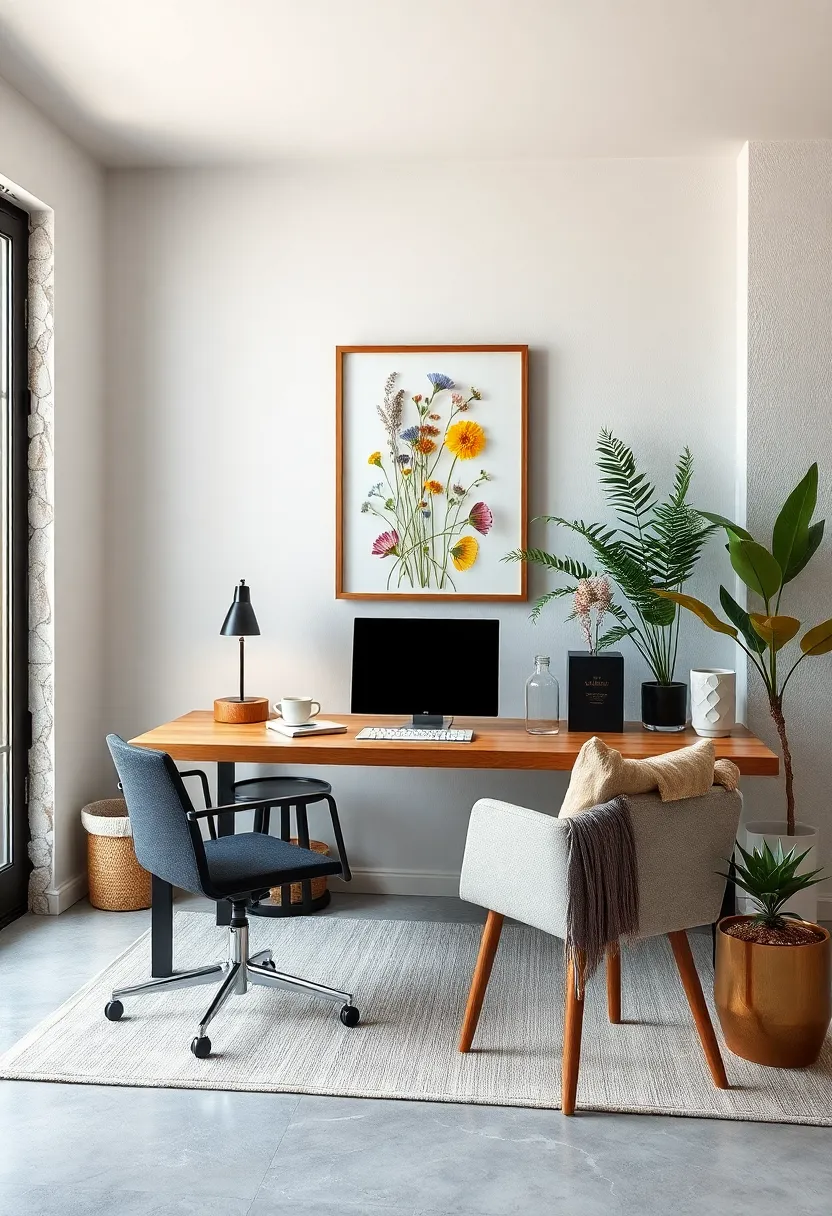 Pressed Wildflowers‍ Framed Delicately, Adding a Touch of Nature’s artistry ⁤to the Workspace