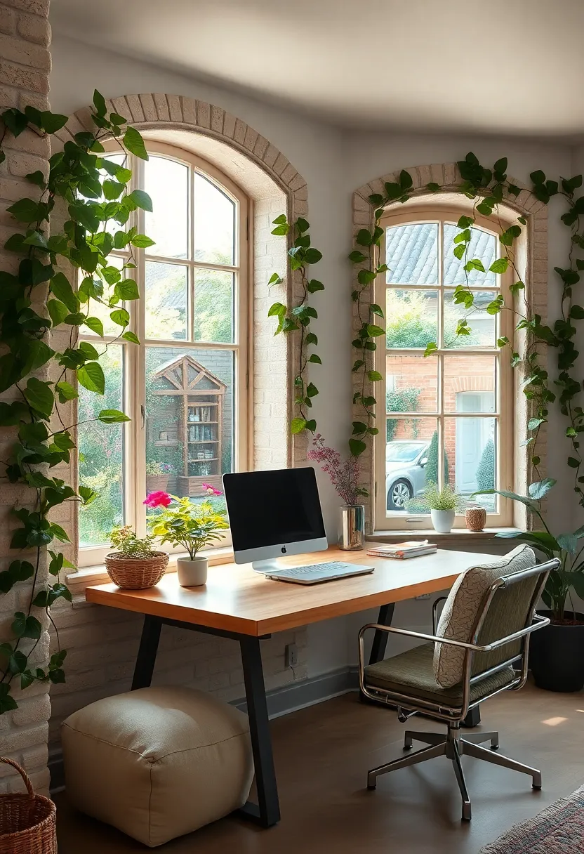 Winding Ivy Vines Encircling Window​ Frames Framing Views of Quiet​ Garden Spaces‌ Outside