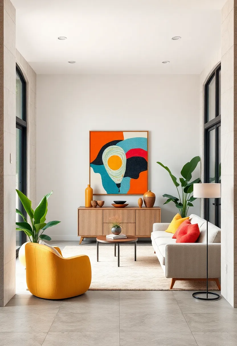 Bold ⁤Artwork Paired With⁢ Minimalist ⁢Furniture Transforming The Entryway‌ Into An Artful ⁢Statement