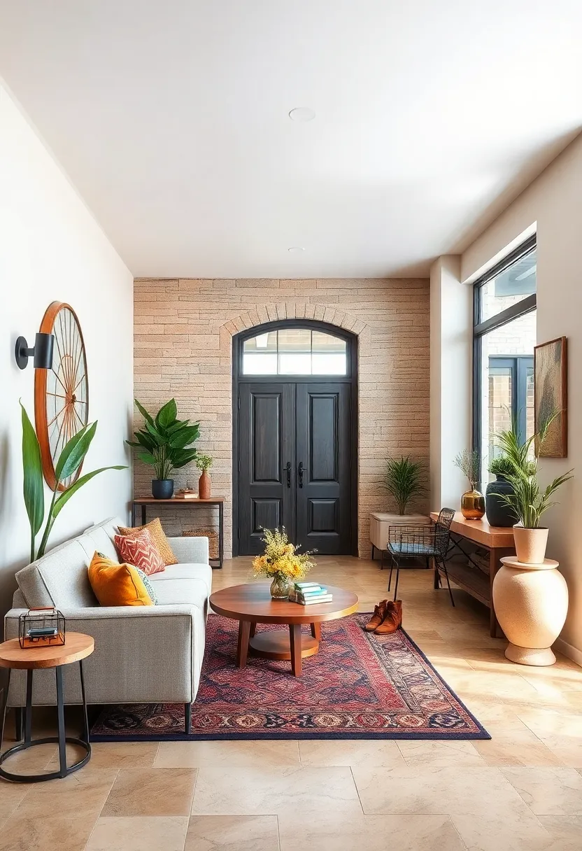 Eclectic Layers Of Textures And Patterns Bringing warmth To A ​Welcoming Entryway Space