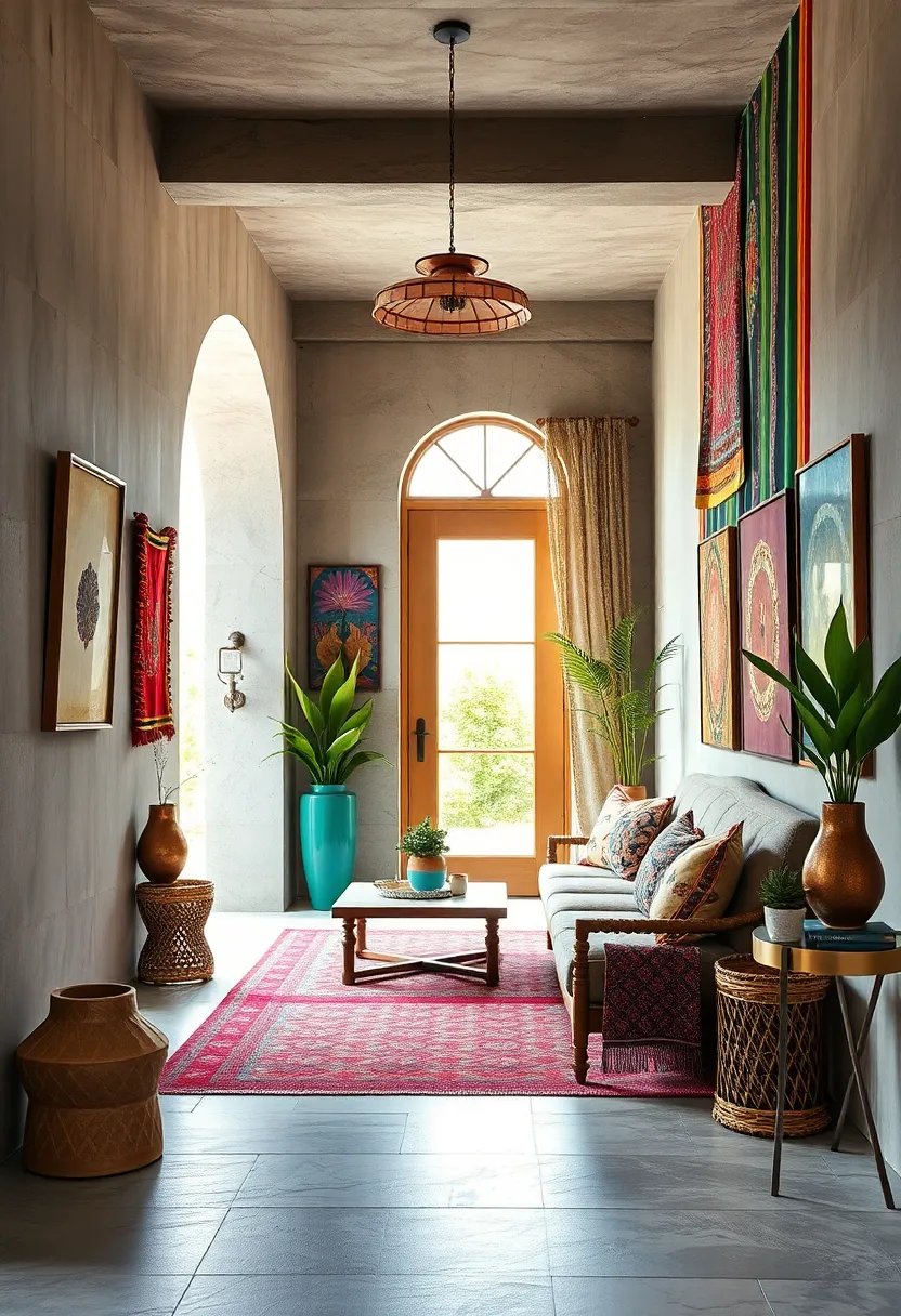 Playful Use Of ‍Textiles From Different Cultures ‌Creating A Rich, Eclectic Entryway Vibe