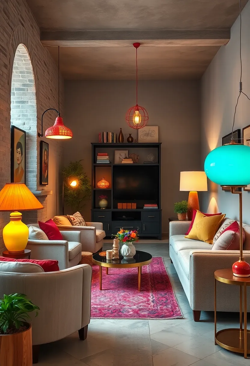Incorporate colorful vintage lamps to brighten up‌ neutral, subdued interiors