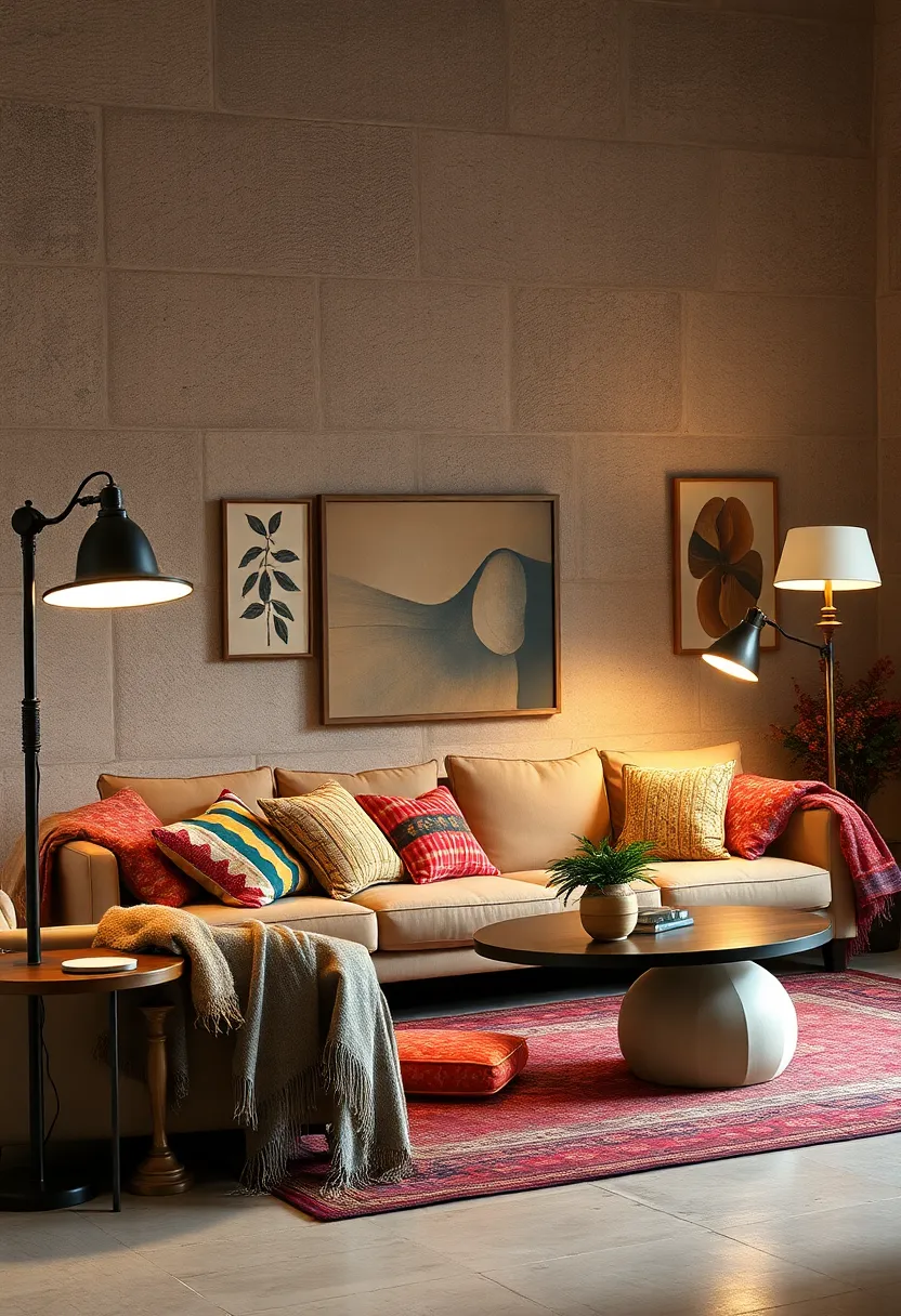 Pair antique floor ‍lamps with colorful,‌ textured throws and pillows for cozy charm