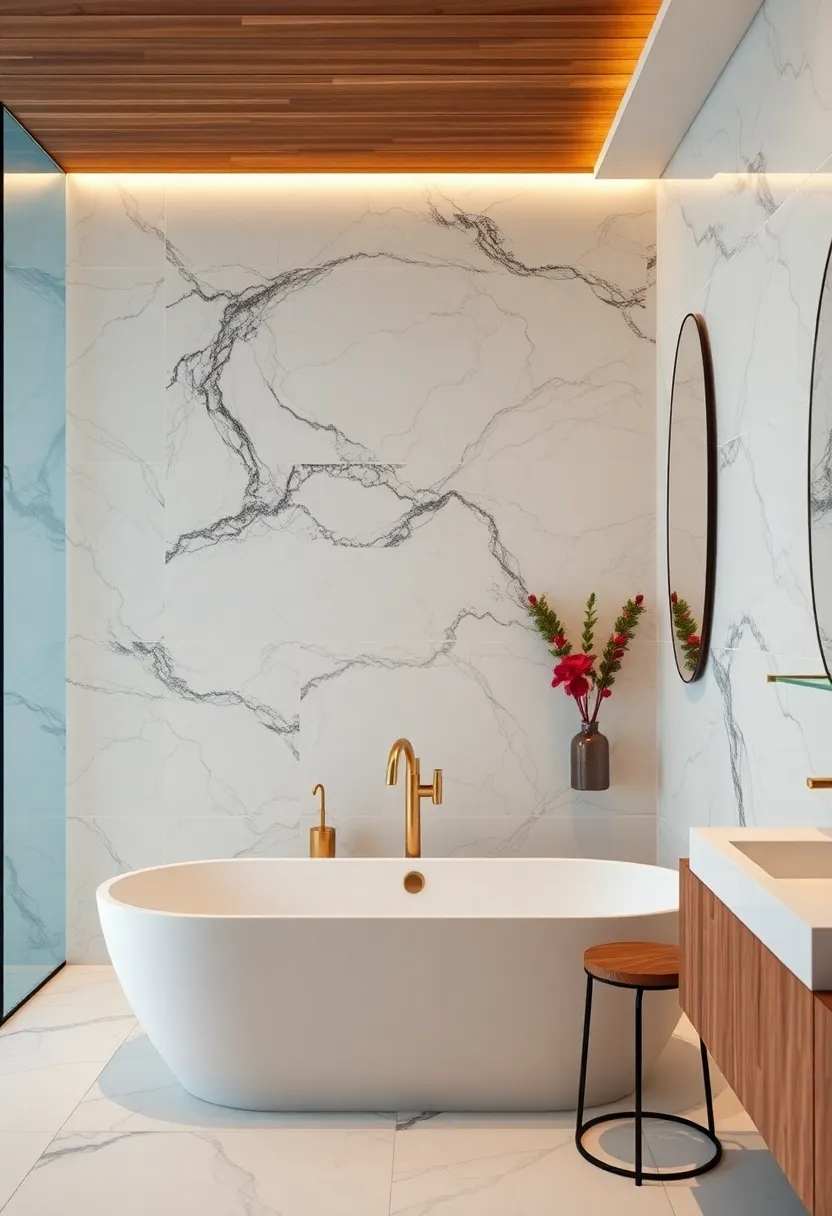 Elegant Marble Accent​ Walls for a ⁣Luxurious Bathroom Feel