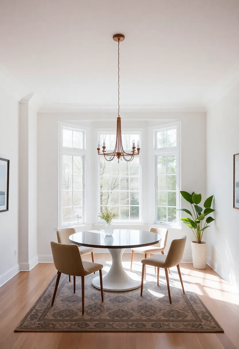 Brighten Your Space With Sun-Drenched Bay Windows That Invite Natural Light Into Your Dining Room