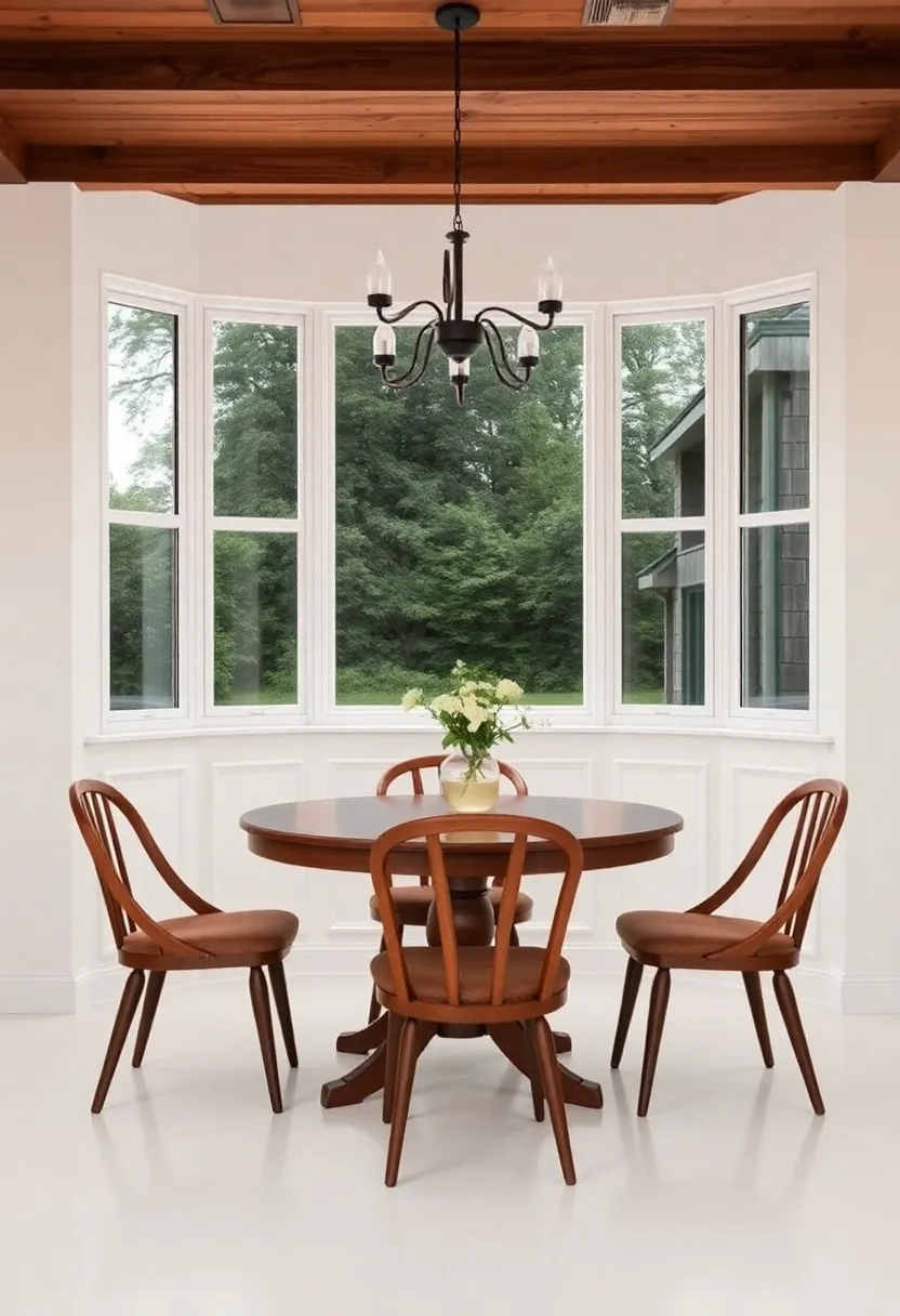 The Allure Of Vintage furniture In A Bay Window Setting For A Timeless Dining Room Aesthetic