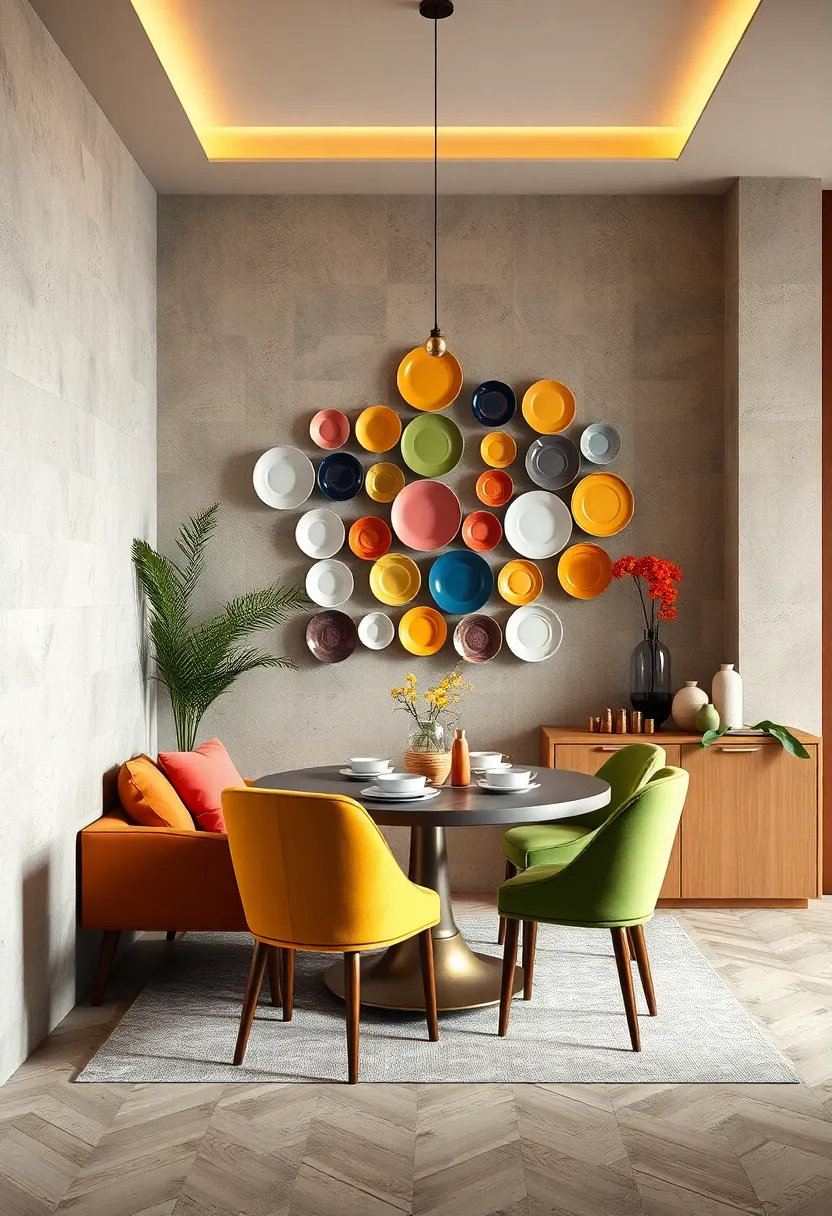 Artistic Wall-Mounted Plate display for a Unique Focal Point