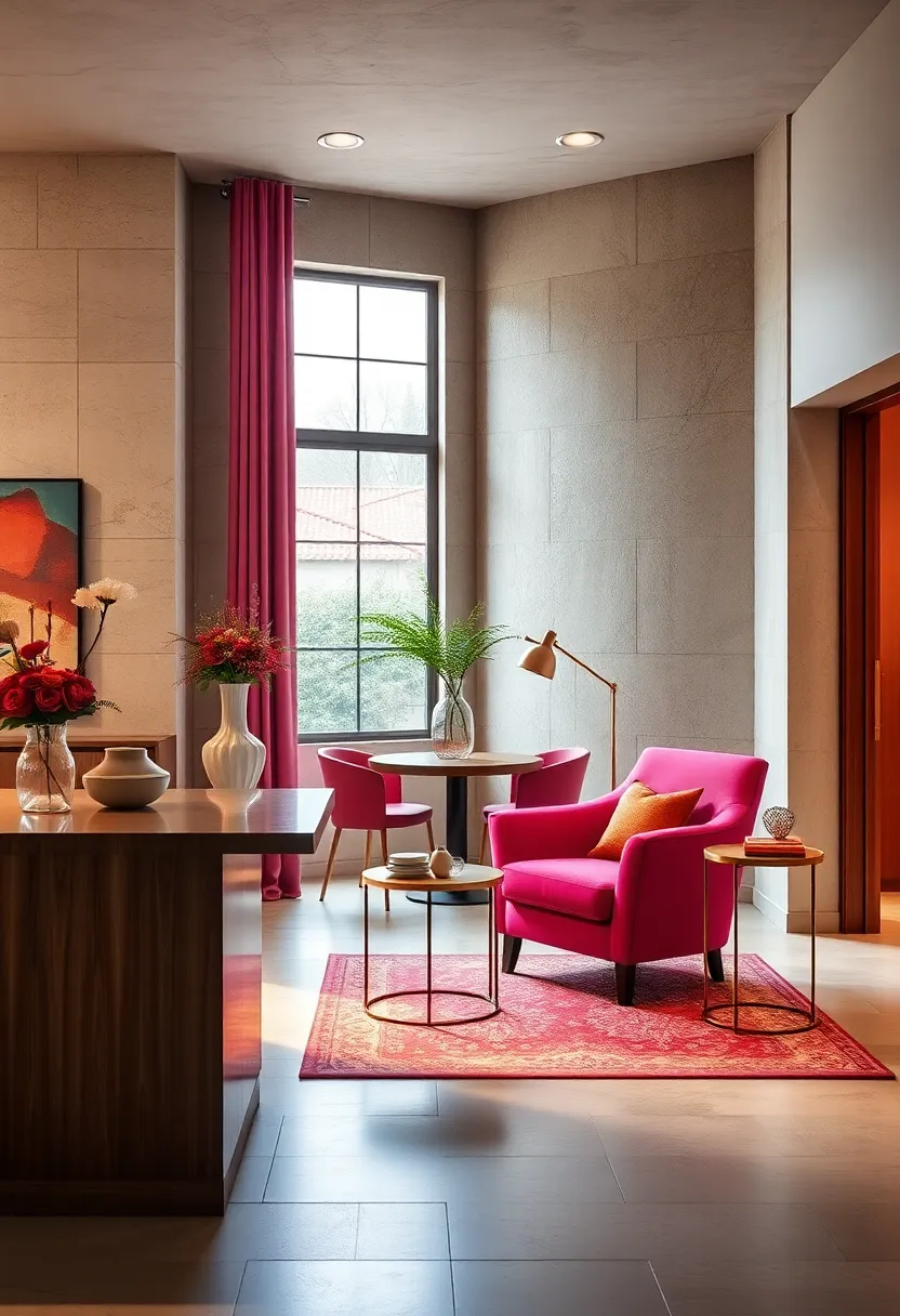 Bright Pop of Color with a Velvet Accent Chair and Side table