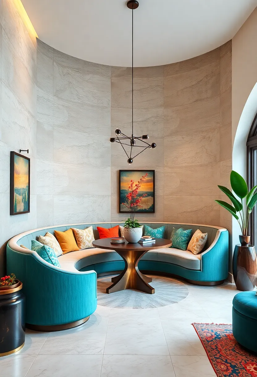 Curved‍ Corner Buffet ⁣Unit Offering Both Seating and Storage