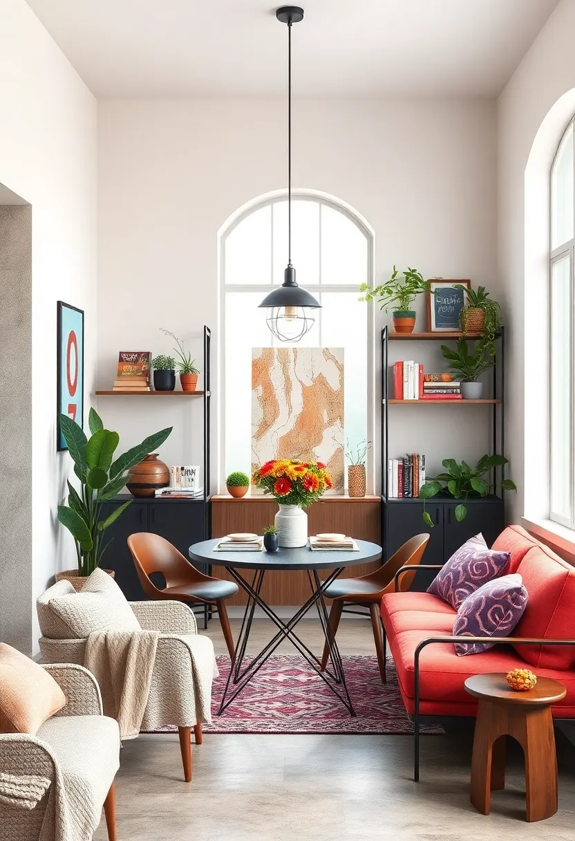 Industrial Metal Shelves Styled with Cookbooks ‍and Plants