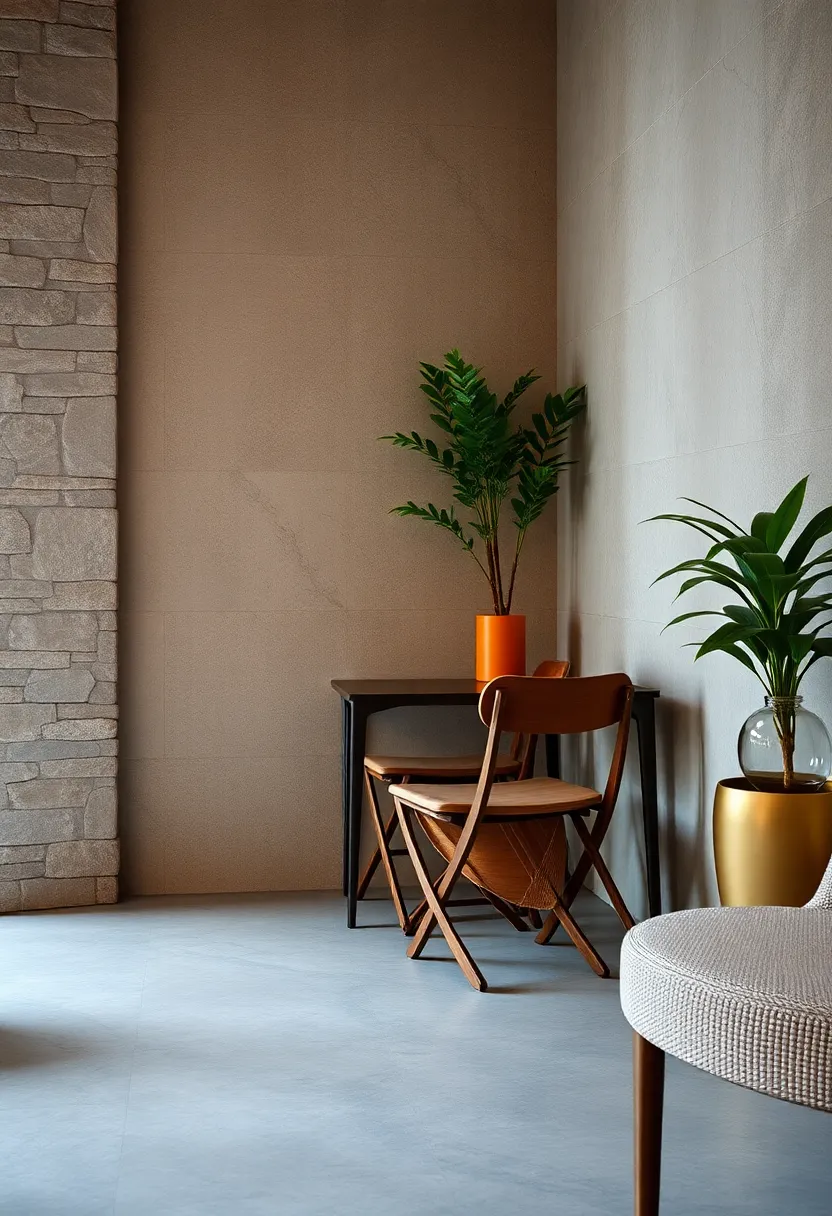 Mixed-Material Folding Chairs Stacked Neatly‌ in the Corner