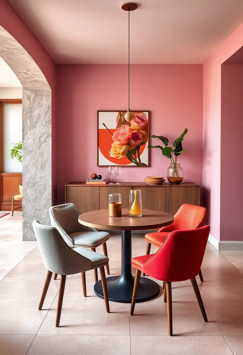 Round ⁤Bistro Table Paired with Mixed-Material ⁣Chairs