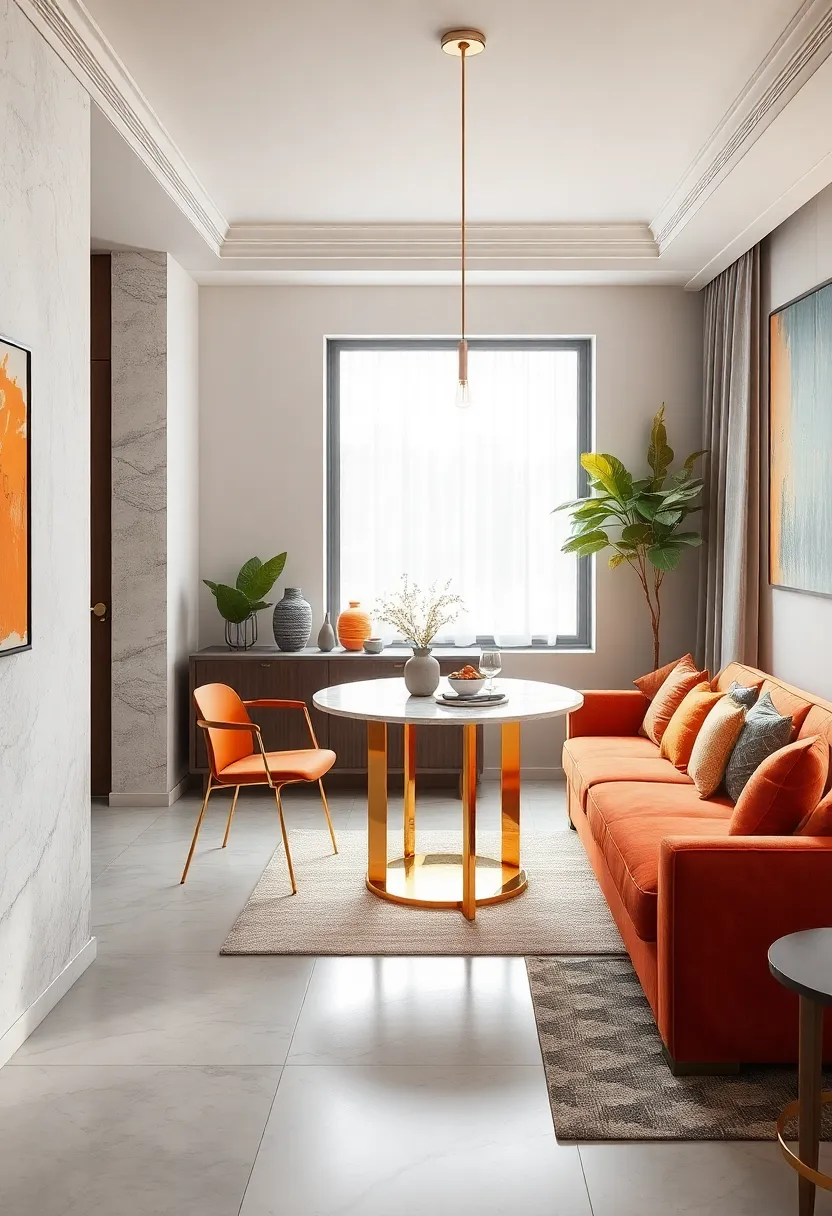 Sleek Marble-Top Corner Table with Gold-Toned Legs