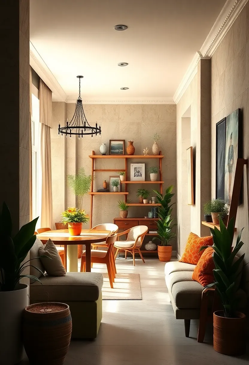 Vintage Ladder Shelf Featuring Decorative ​Items and Plants