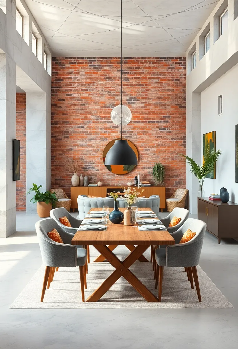 Soft, ⁢neutral tones soften ⁤the ruggedness of⁤ exposed brick ‌walls, making this dining area‌ feel both​ chic and approachable
