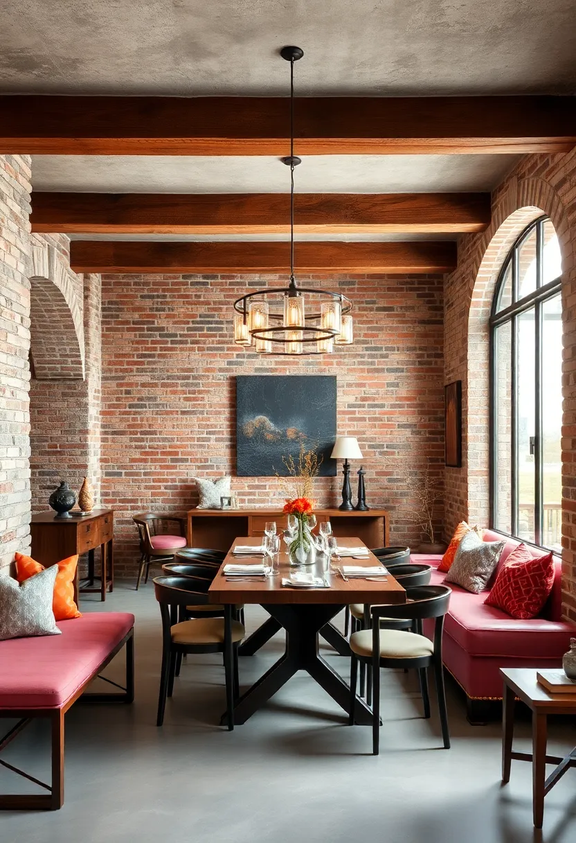 traditional wooden beams complement ‍exposed brick walls, creating a timeless, rustic dining ​atmosphere with ‍modern‌ touches