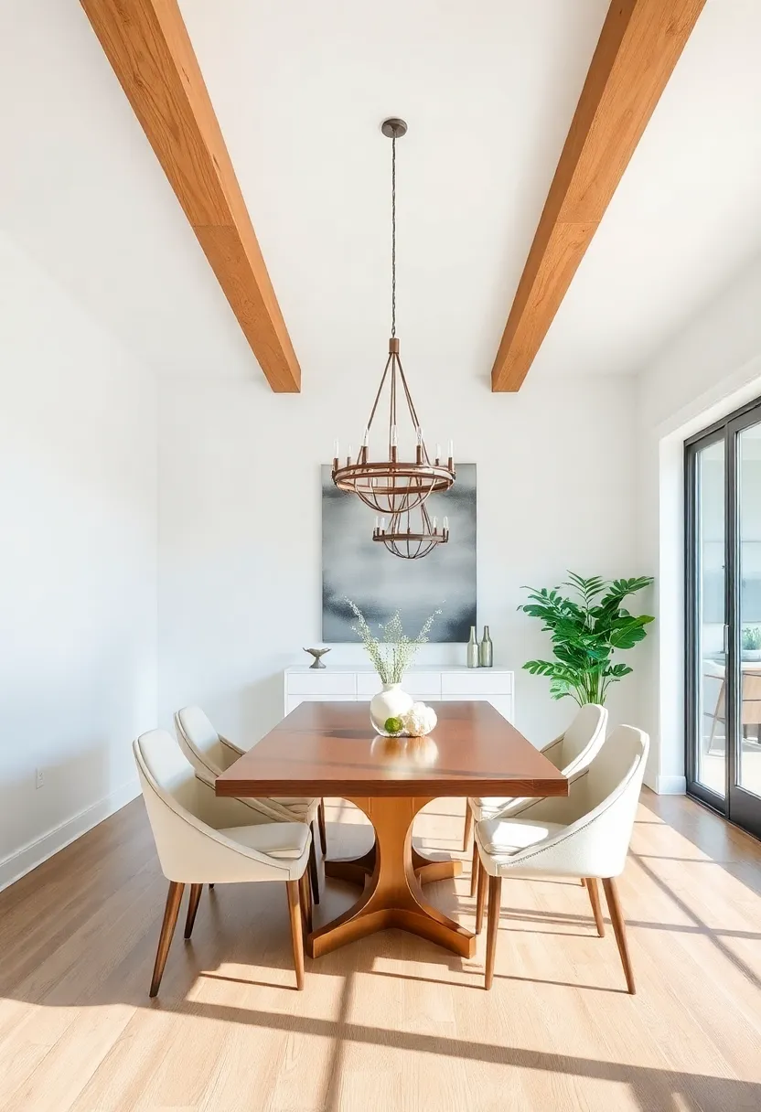 Reflective Surfaces: Install beams near mirrors‌ to amplify light and make your dining room feel brighter and more spacious