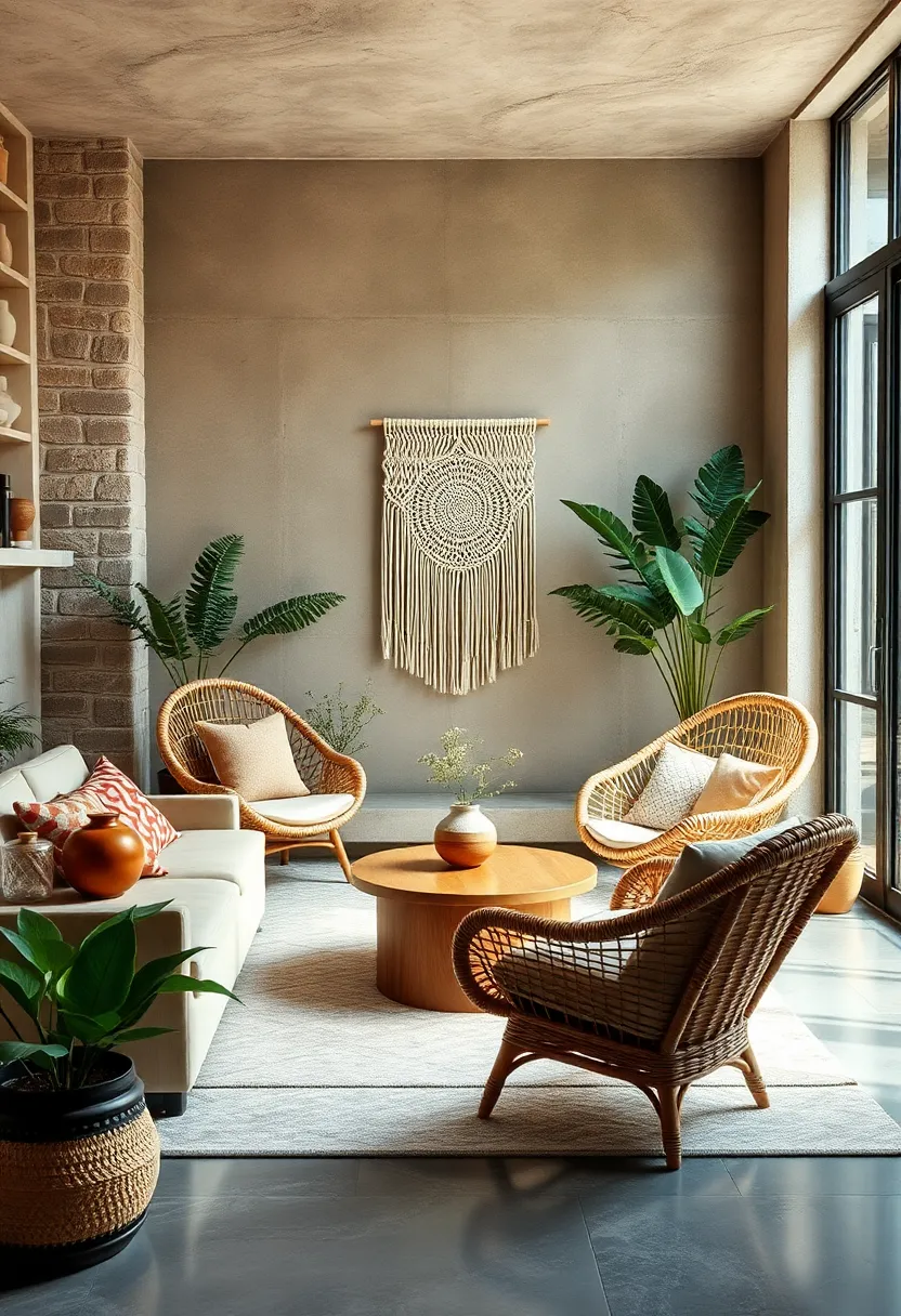 Incorporate Handmade Macrame ​Wall Hangings to Complement Cozy Wicker Chairs