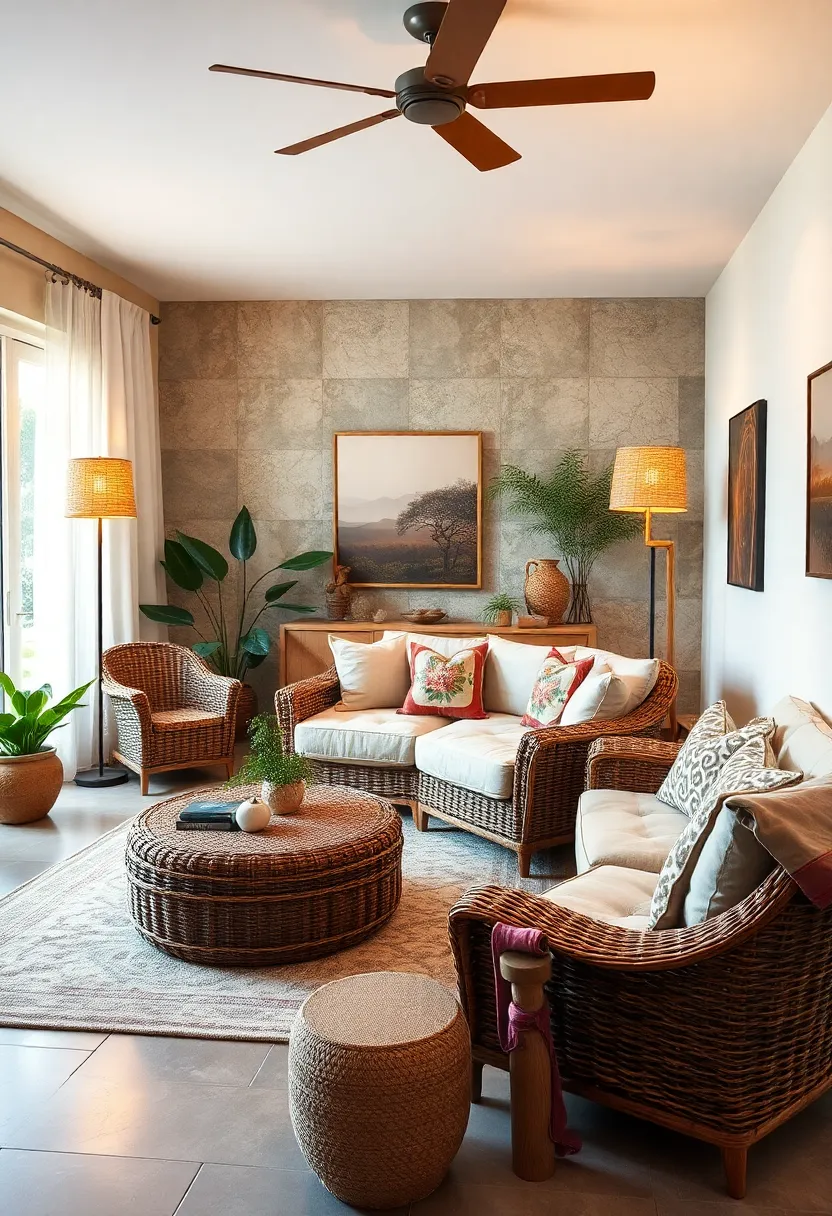 Position Floor Lamps with Rattan Shades ​to Spread Soft, Ambient Lighting