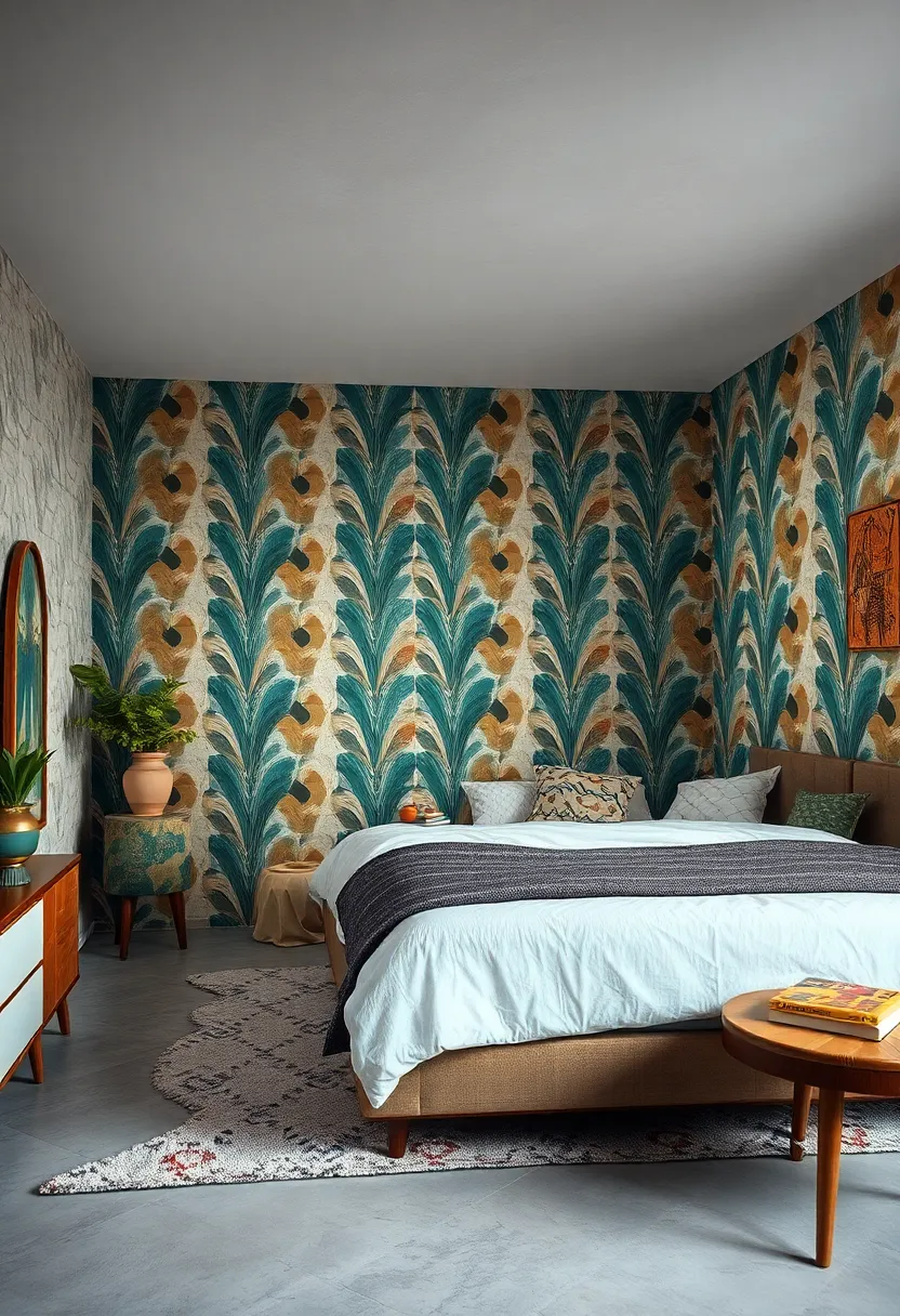 The Impact of Mid-century Modern Accents Paired with Geometric Retro Wall Coverings