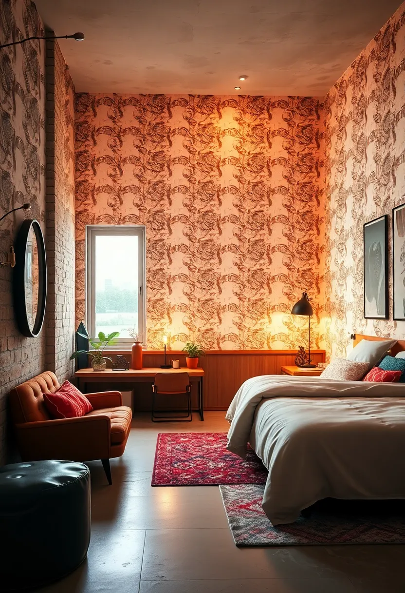 Soft​ Ambient Lighting Enhancing the Warmth and Depth ⁢of a Retro-Inspired Bedroom Space