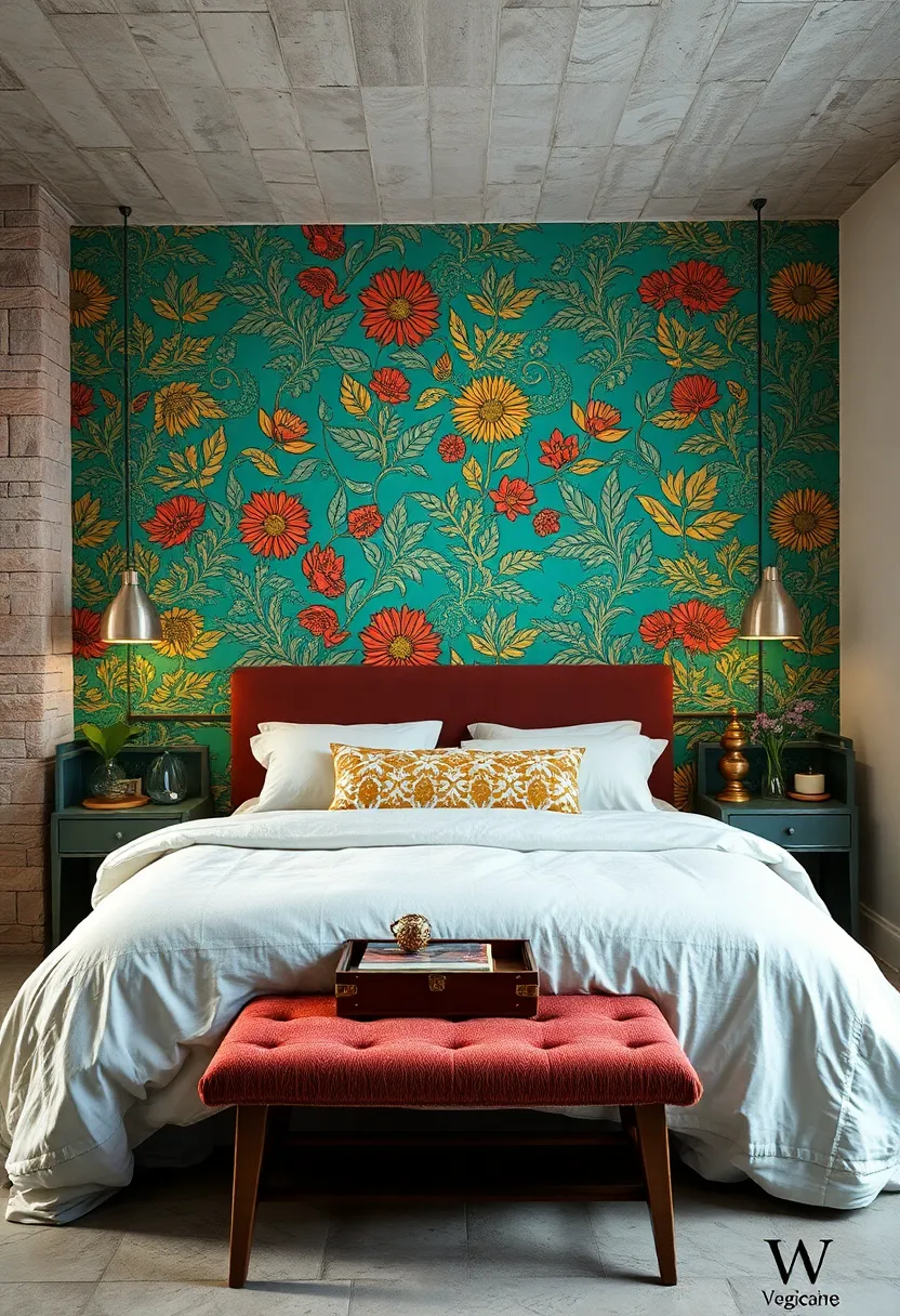 The Vibrant ​Energy of Bold Retro Wallpaper ‌Patterns Bringing Life to a Cozy bedroom Setting