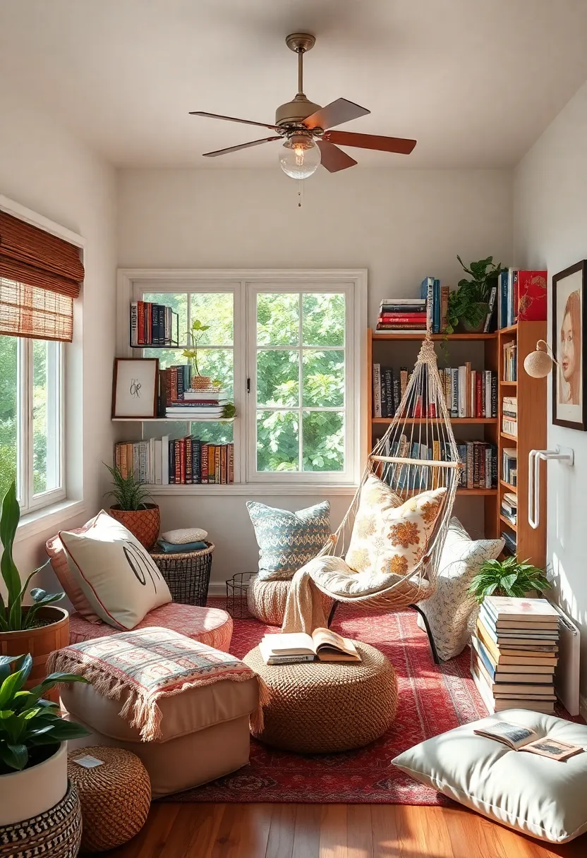 Invent a⁣ Cozy Reading Nook: combine an assortment of seating ⁣options—including a ​hammock chair and oversized cushions—surrounded ⁣by your favorite books for the ultimate reading escape