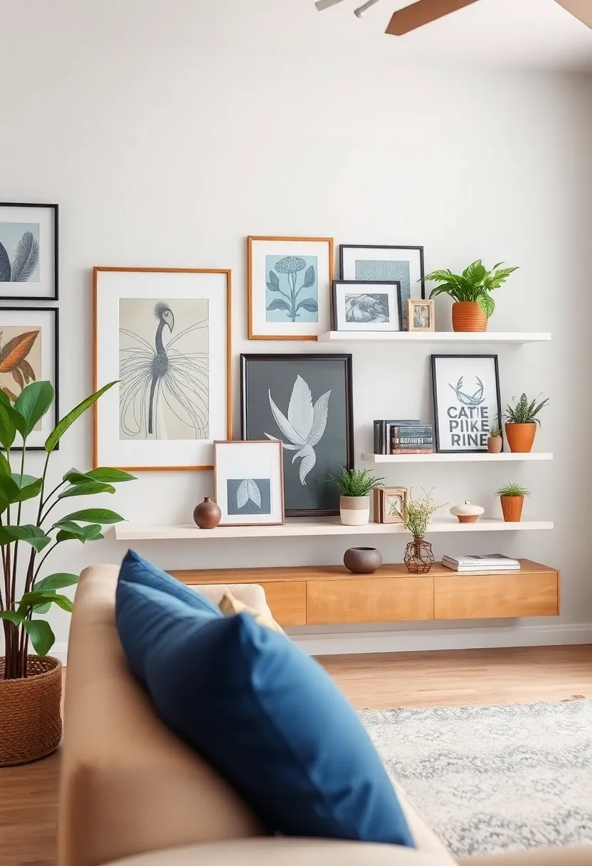 Layer artwork: ‌Beyond a gallery wall,⁤ create depth by mixing wall art with shelf displays. Lean framed pieces against the wall⁢ on floating shelves with small sculptures and plants