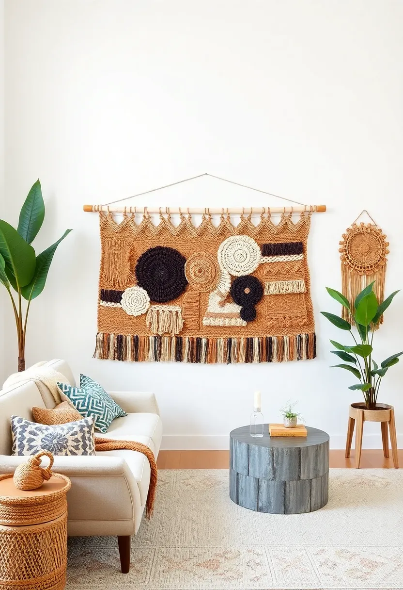 Fabric Wall Hangings: Replace traditional wall art with fabric or textile art, such as woven wall hangings or tapestries that introduce warmth and texture to your living space