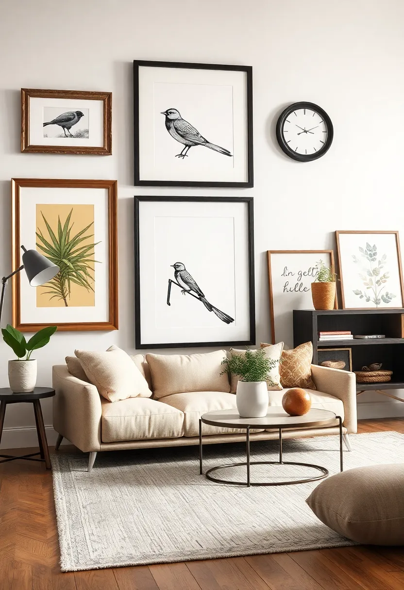 Varied Frame Styles: Mix and match different frame styles and colors for your art, creating an eclectic look that breathes new life into old pieces