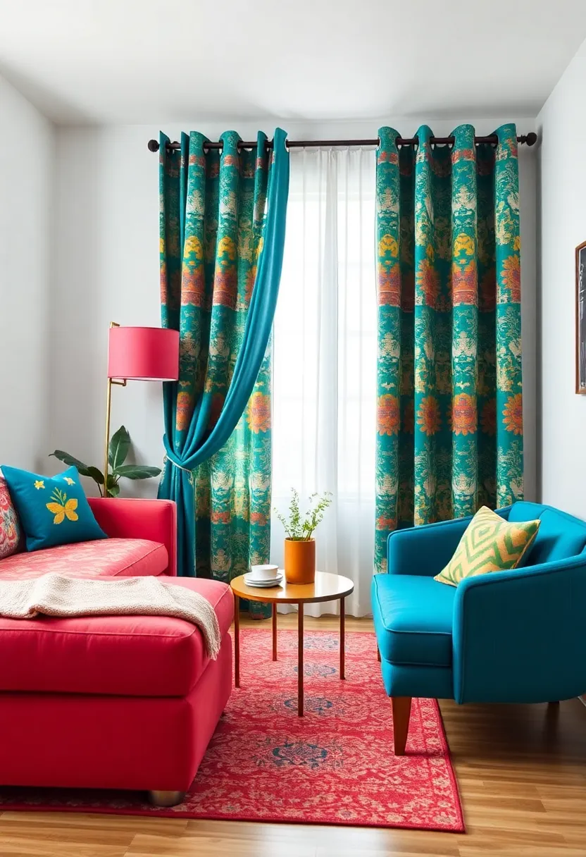 Eye-catching Curtains: Choose bold curtains that either contrast​ or complement your space’s colors. A bright patterned ⁤fabric can act as​ an exciting backdrop